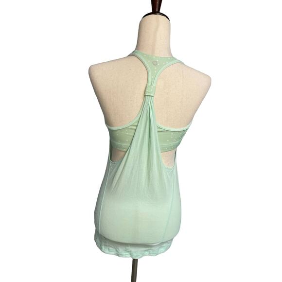 Lululemon athletic work-out tank built in bra light green white polka dot size 8 - Picture 3 of 6